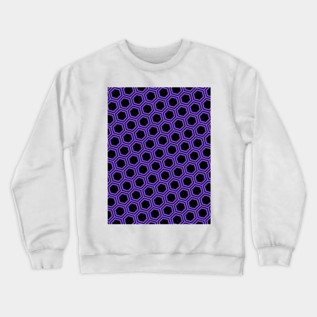 Pattern hexagonal purple on black background Crewneck Sweatshirt by la chataigne qui vole ⭐⭐⭐⭐⭐